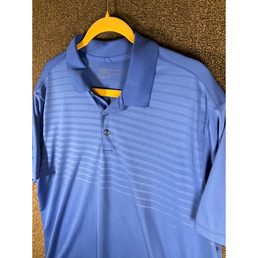 Nike Golf Dri-FIT Polo Shirt Mens XL Blue Tonal Stripe Short Sleeve Standard Fit